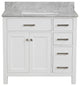 36" W x 22" D x 33" H Bath Vanity, White With Carrara White Marble