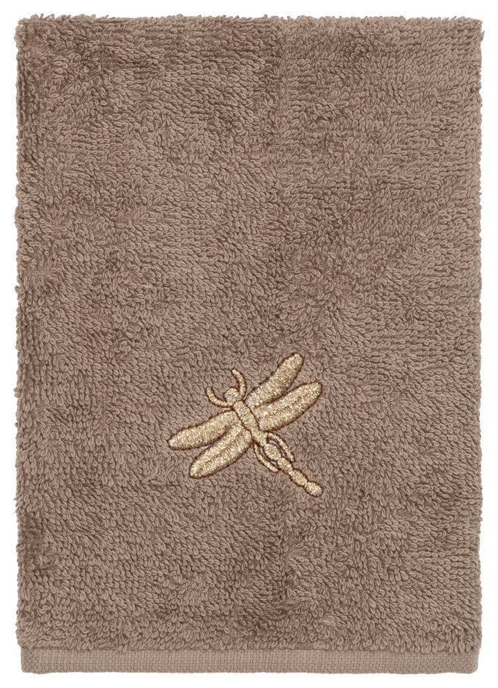 Linum Home Textiles Turkish Cotton Braelyn 3-Piece Embellished Towel Set, Latte