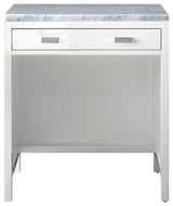 Addison 30" Freestanding Countertop Unit, Glossy White,  Carrara Marble Top