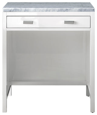 Addison 30" Freestanding Countertop Unit, Glossy White,  Carrara Marble Top