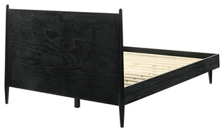 Armen Living Artemio Queen Platform Wood Bed Frame with Slim Track Arms in Black