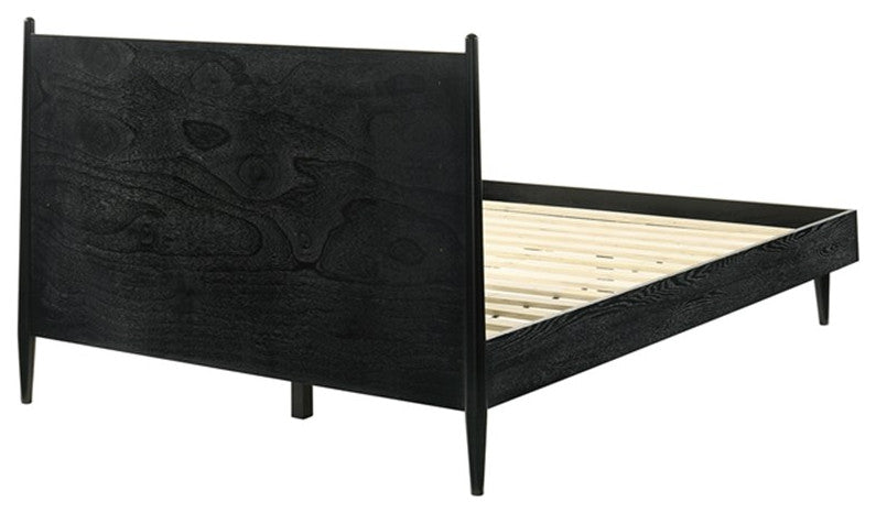 Armen Living Artemio Queen Platform Wood Bed Frame with Slim Track Arms in Black