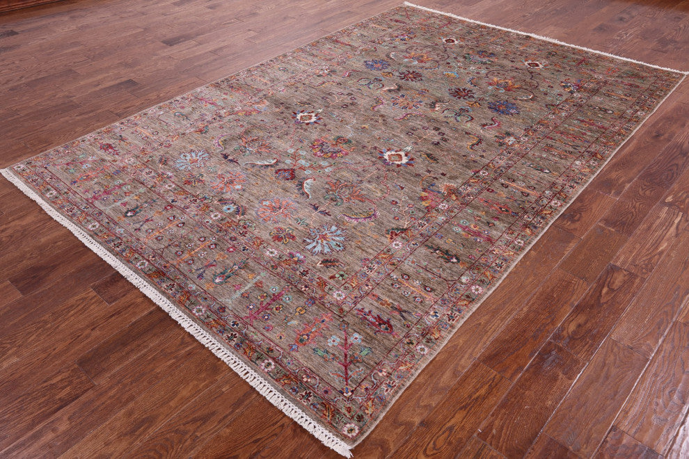 6' 8" X 9' 9" Hand-Knotted Persian Tabriz Wool Rug Q10059