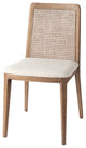 Clara Cream Fabric And Cane Back With Brown Wood Frame   Dining Chair (Set of 2)