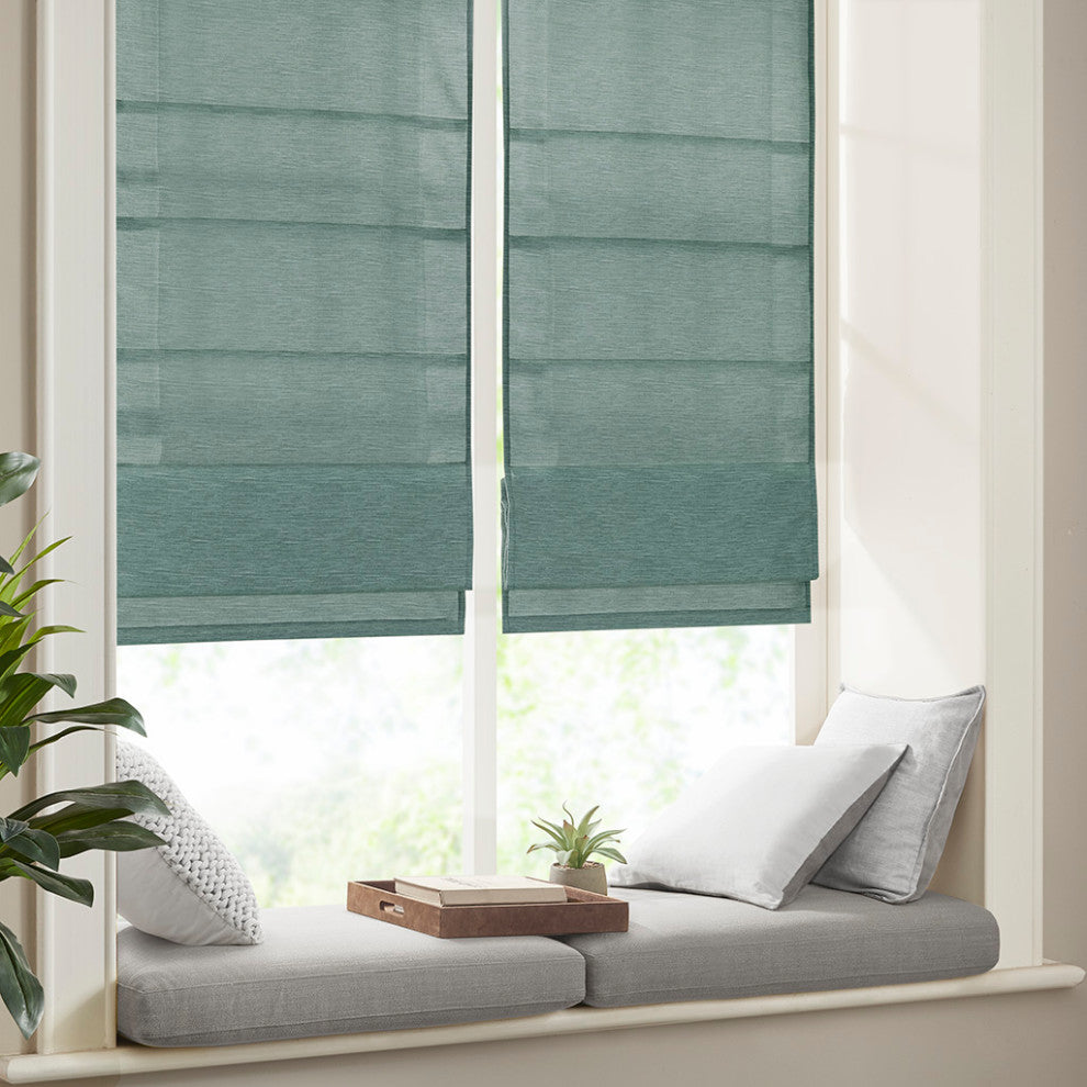 Madison Park Como Printed Faux Silk Room Darkening Cordless Roman Shade