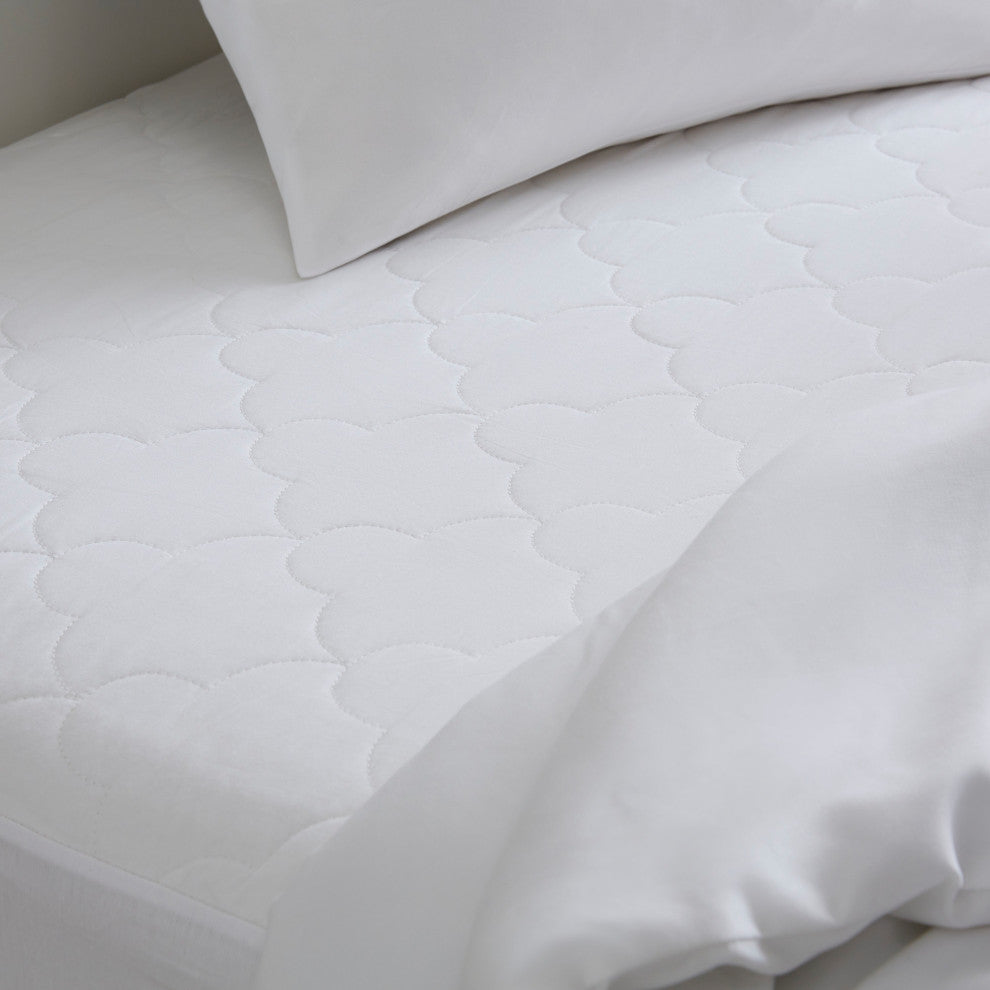 Sleep Philosophy Percale Double Insertion Filled Mattress Pad, White, Twin