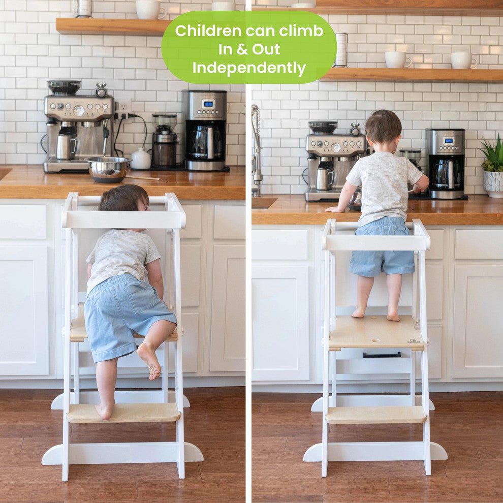 Little Partners Learn 'N Fold Learning Tower, Soft White With Natural