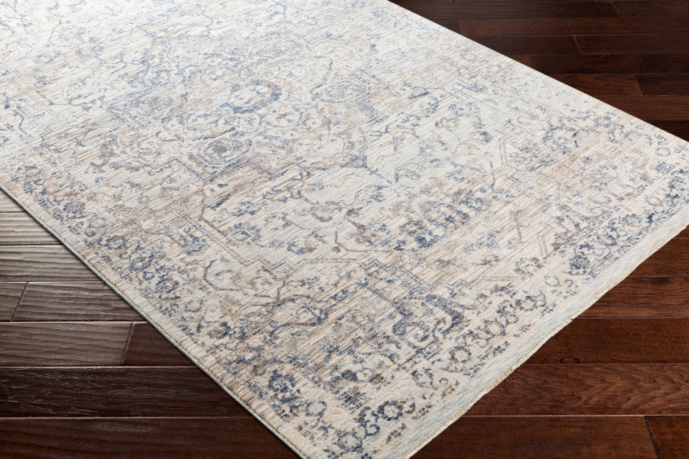 Surya Palazzo PZL-2304 3'3"x8' Rug, Navy/Denim/Pale Blue/Taupe/Cream/White/Blush