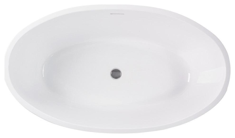 Vanity Art 55"x32" Acrylic Freestanding Soaking Bathtub, White/Integrated Overflow