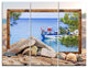 "Framed Boat in Ocean" Art Canvas Print, 3 Panels, 36"x28"
