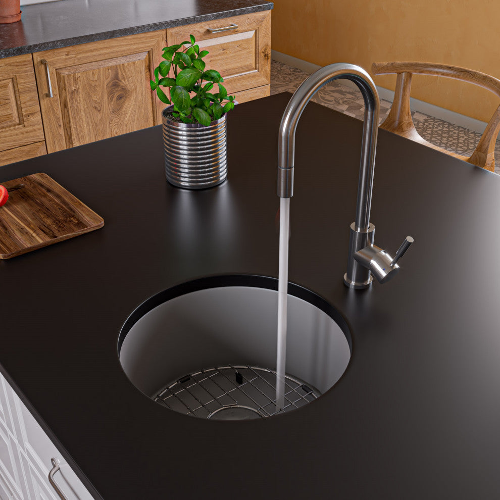 ALFI brand AB2028-BSS Stainless Steel Single Hole Pull Down Kitchen Faucet