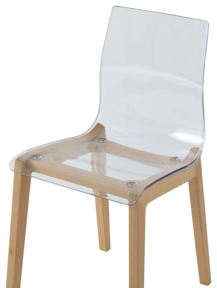LeisureMod Marsden Modern Dining Chair With Beech Legs Set of 2, Natural Wood