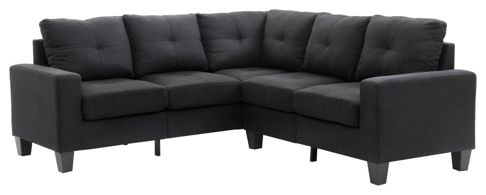 Kidd Sectional, Black Twill Fabric