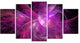 Purple Fractal Abstract Illustration, Abstract Canvas Print, 60"x32", 5 Panels