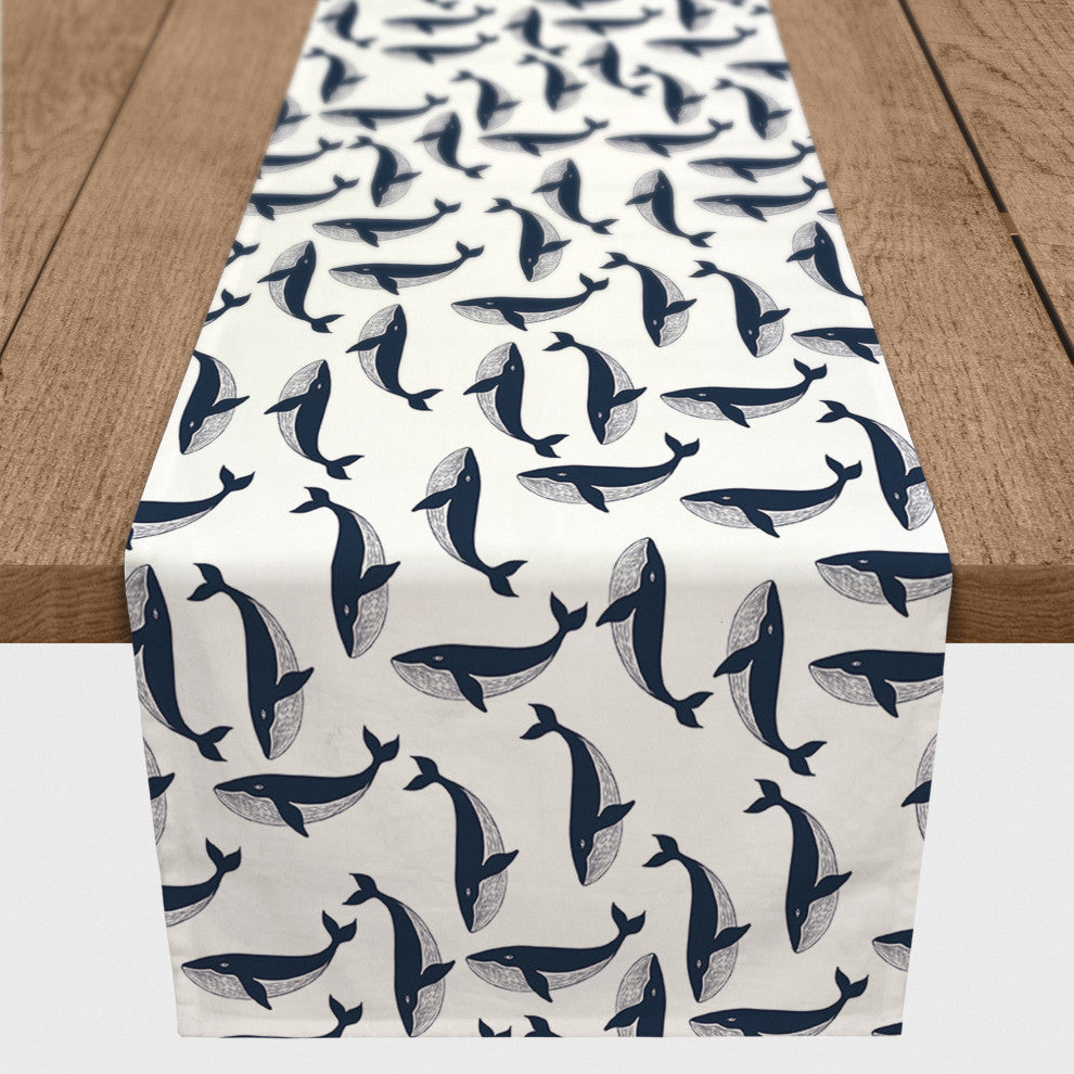 Whale Pattern 16x72 Poly Twill Table Runner