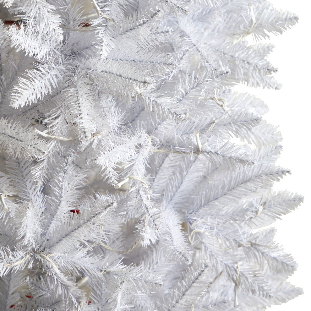 T3361 7 Slim White Artificial Christmas Tree With 300 Warm White LED Lights