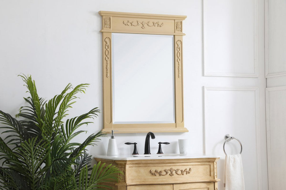 Elegant VM12836LT Wood Frame Mirror 28"X36", Light Antique Beige