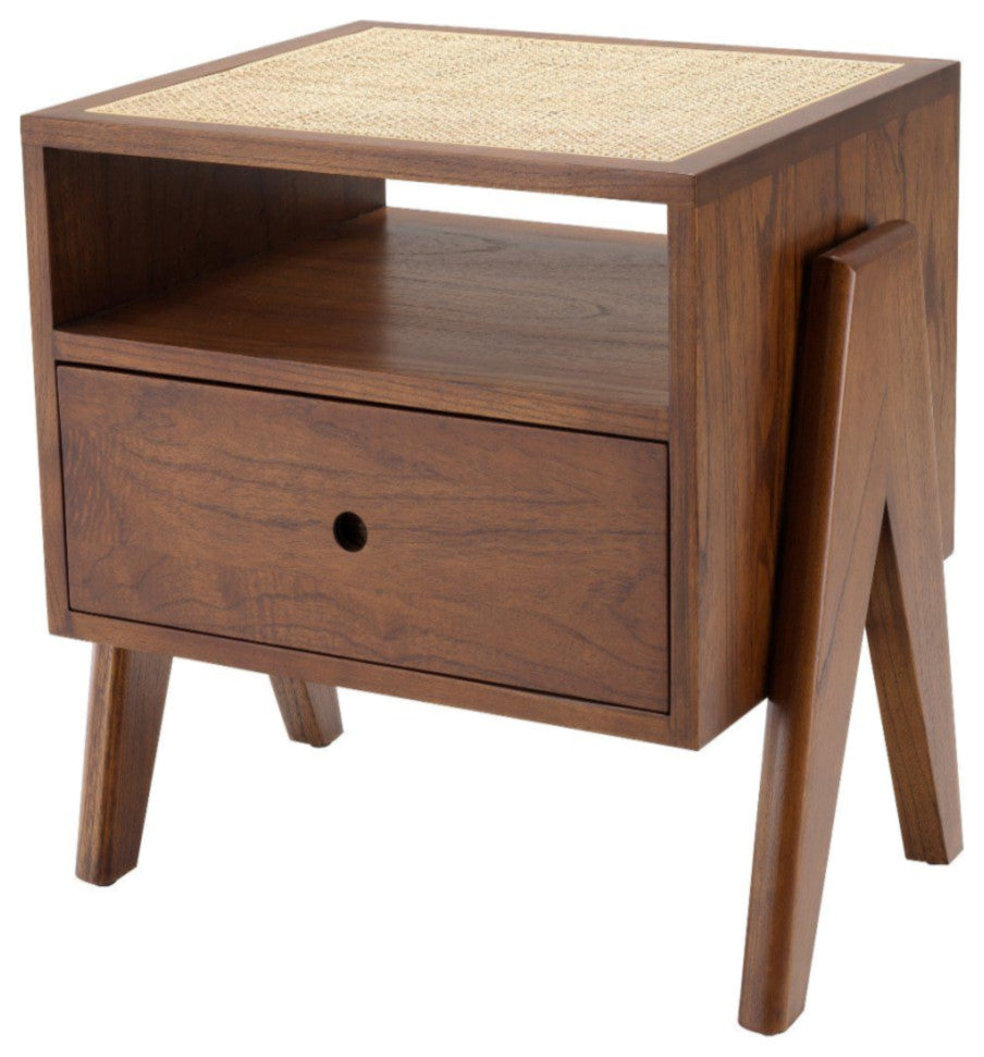 Rattan V-Legged Bedside Table, Eichholtz Latour