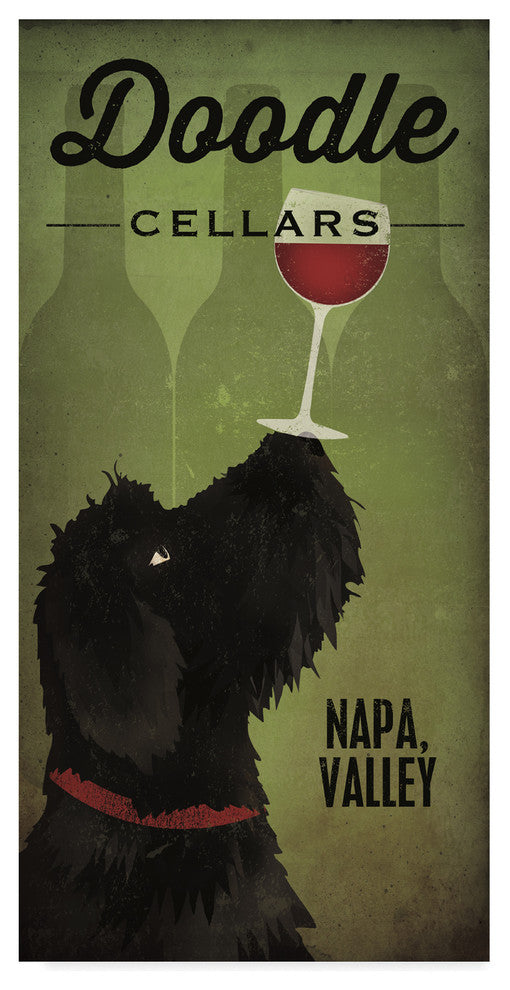 Ryan Fowler 'Doodle Wine II Black Dog' Canvas Art
