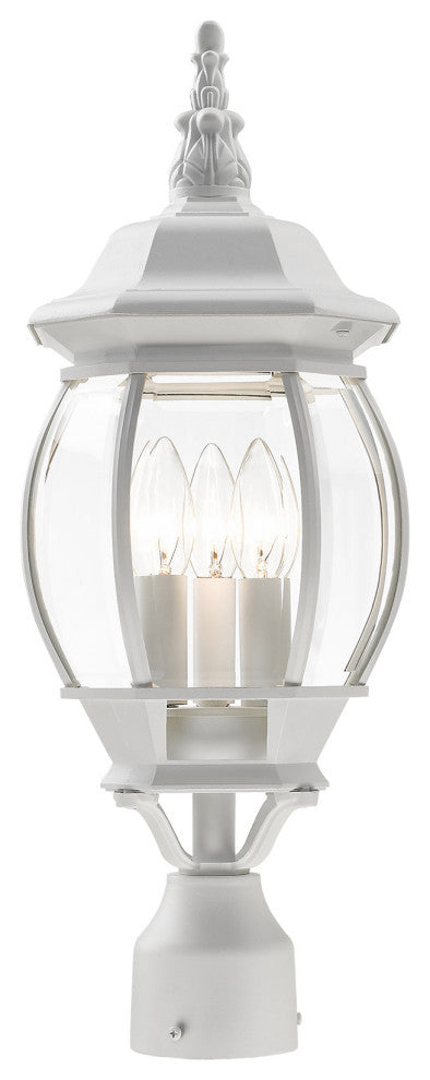 Textured White Traditional, Colonial, Outdoor Post Top Lantern