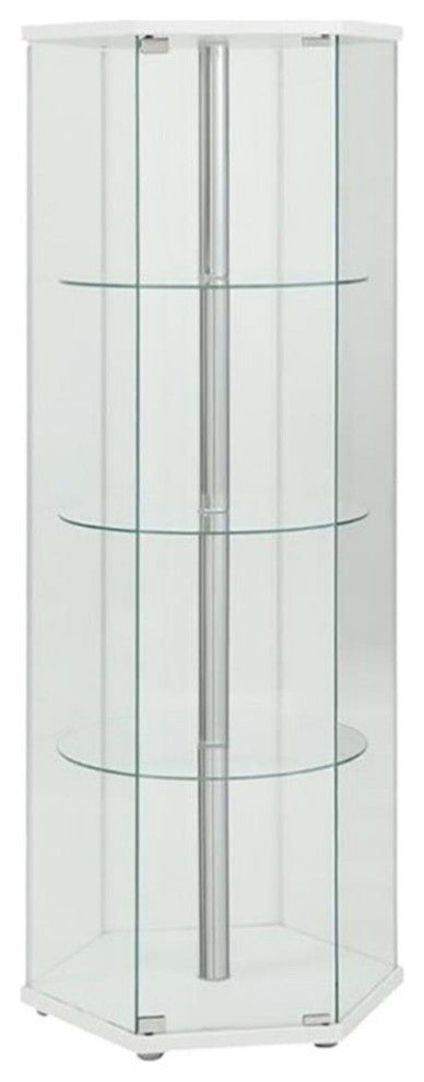 Coaster Zahavah 4-shelf Hexagon Glass Curio Cabinet White and Clear