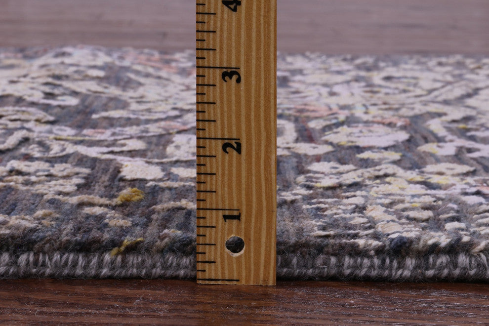 2' 6" X 14' 4" Runner Modern Wool and Silk Handmade Rug Q11838