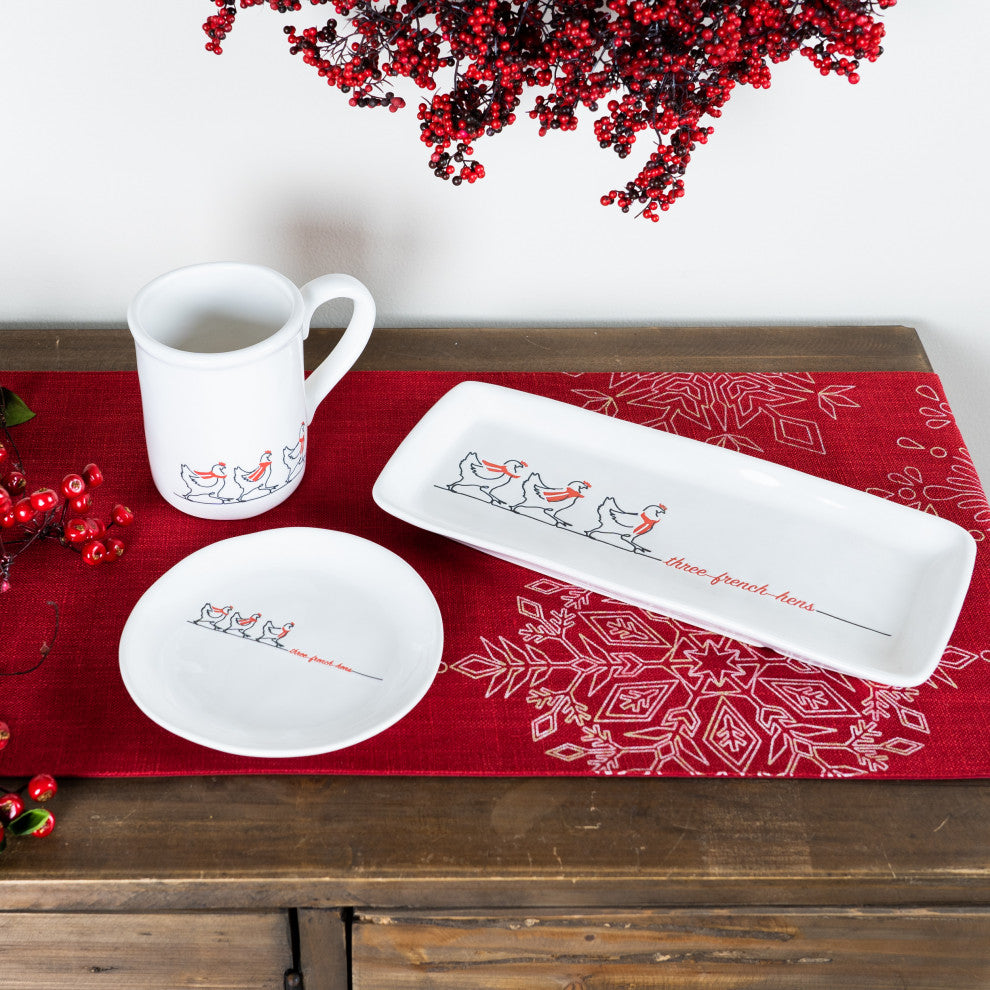Stoneware Three French Hens Plate, 4-Piece Set