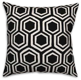 Black and White Honeycomb 18x18 Throw Pillow Cover