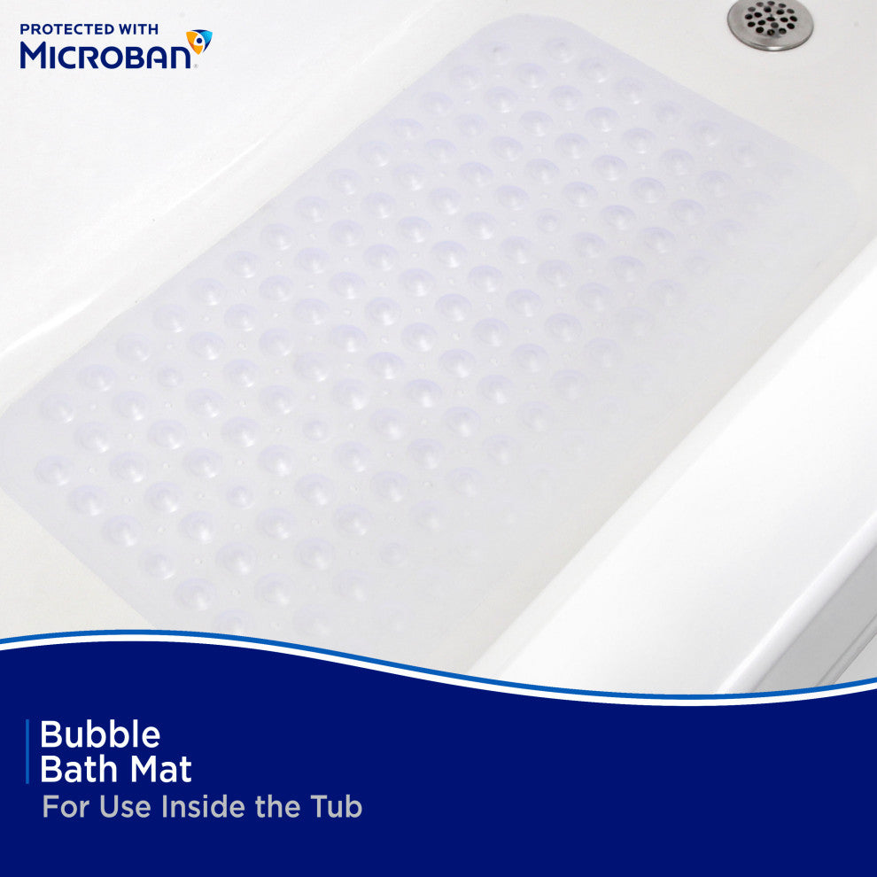 Microban Protected Bubble Bath Mat, 26.75" L x 14.5" W, Frosted
