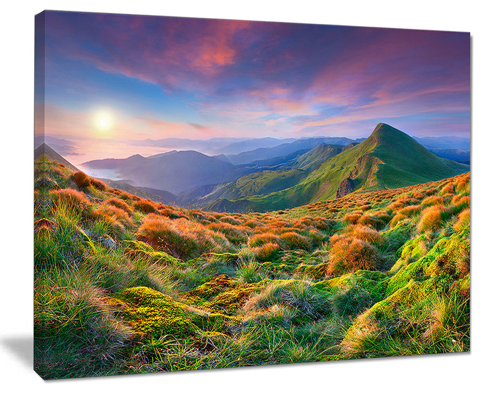 "Purple Sky and Green Mountains" Landscape Photo Wall Art, 20"x12"