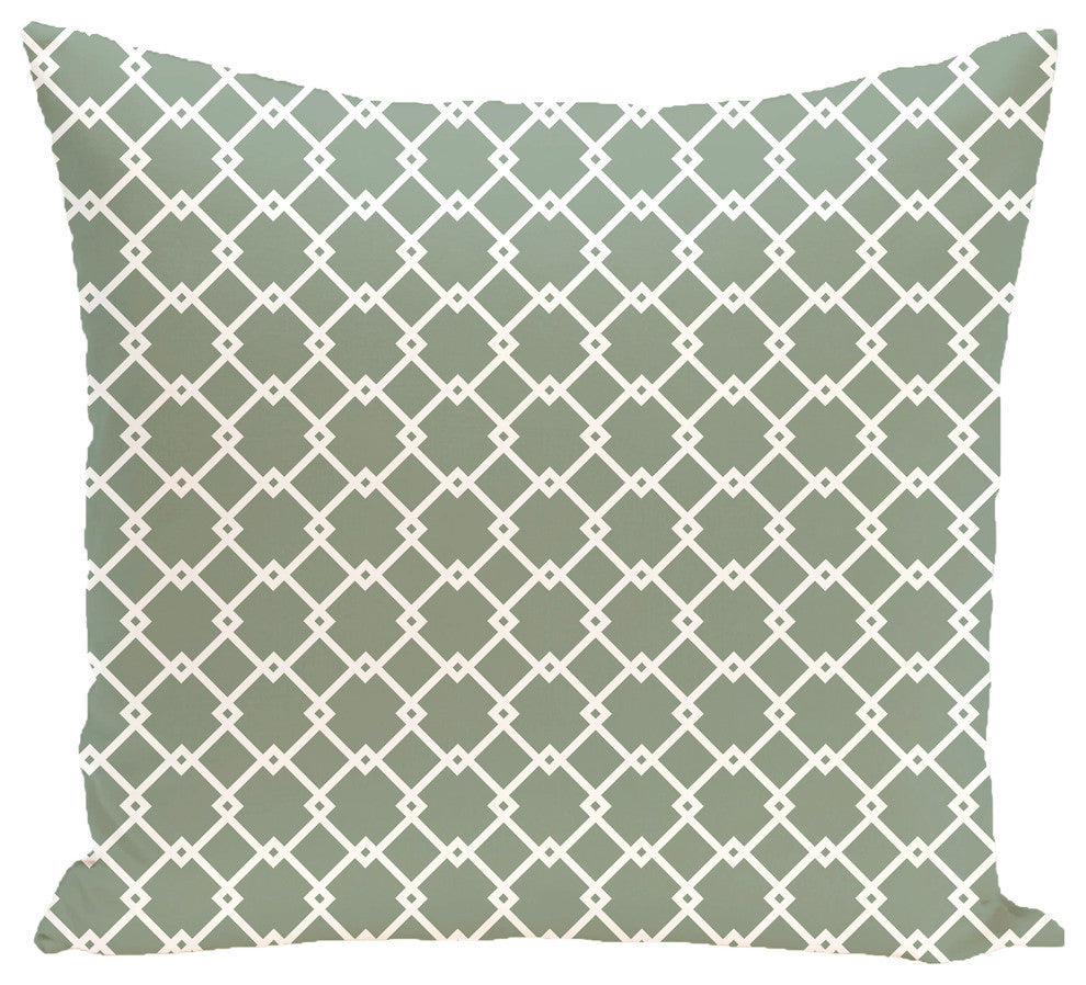 Link Lock Geometric Print Pillow, Dusty Miller, 16"x16"