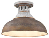 Golden Lighting 0865-SF RUST Kinsley 14"W Semi-Flush Ceiling - Aged Galvanized