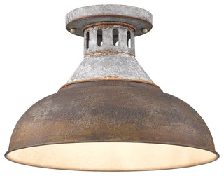 Golden Lighting 0865-SF RUST Kinsley 14"W Semi-Flush Ceiling - Aged Galvanized