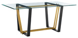 Kai 72" Glass Tabletop Dining Table With Gold and Black Base