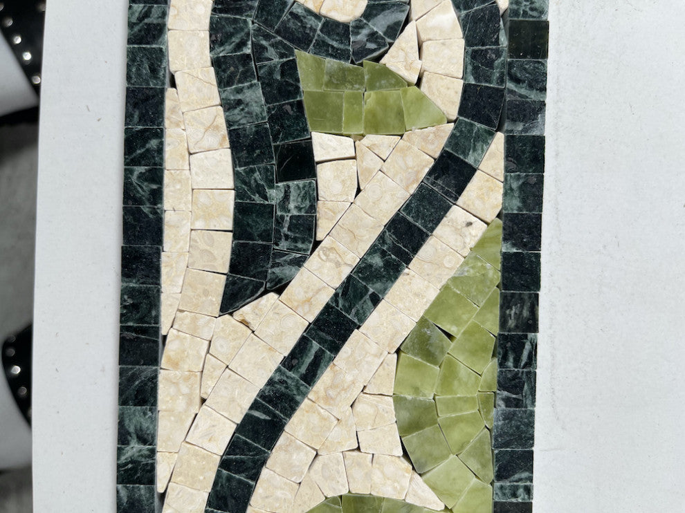 Marble Mosaic Border Listello Insert Tile Carina Green 4x13.8 Polished, 1 piece