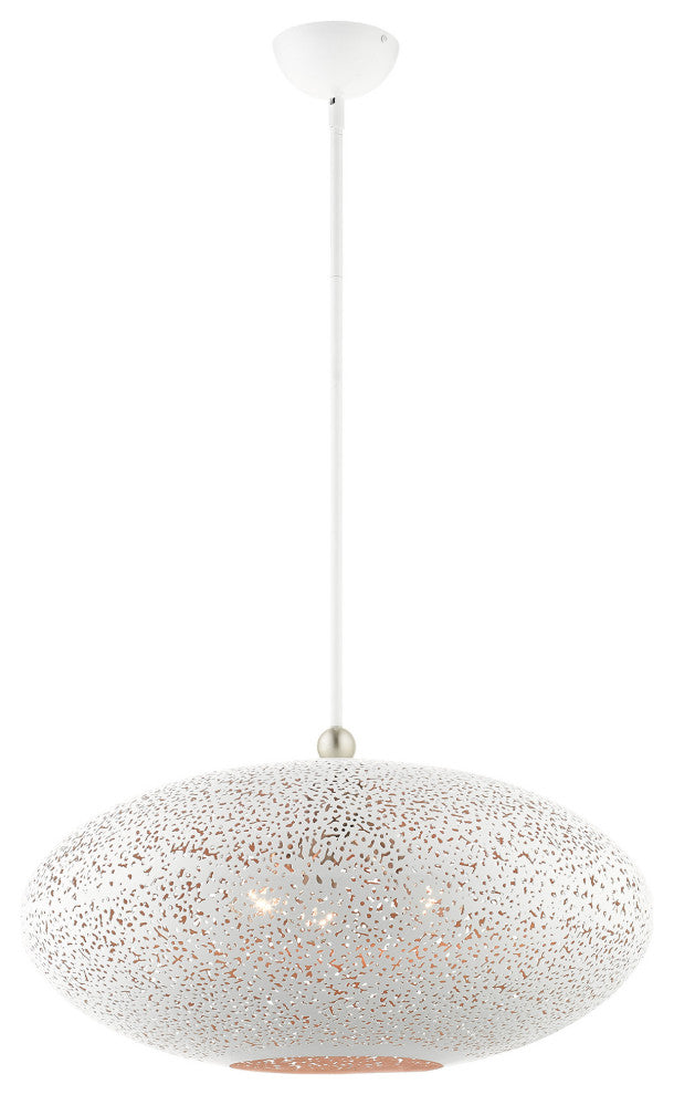 Livex Lighting Charlton 3 Light White, Brushed Nickel Accents XL Pendant