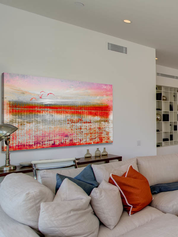 "Dock Birds" Print on Canvas, 36"x18"