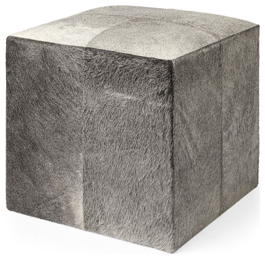 Gray Toned Cowhide Ottoman