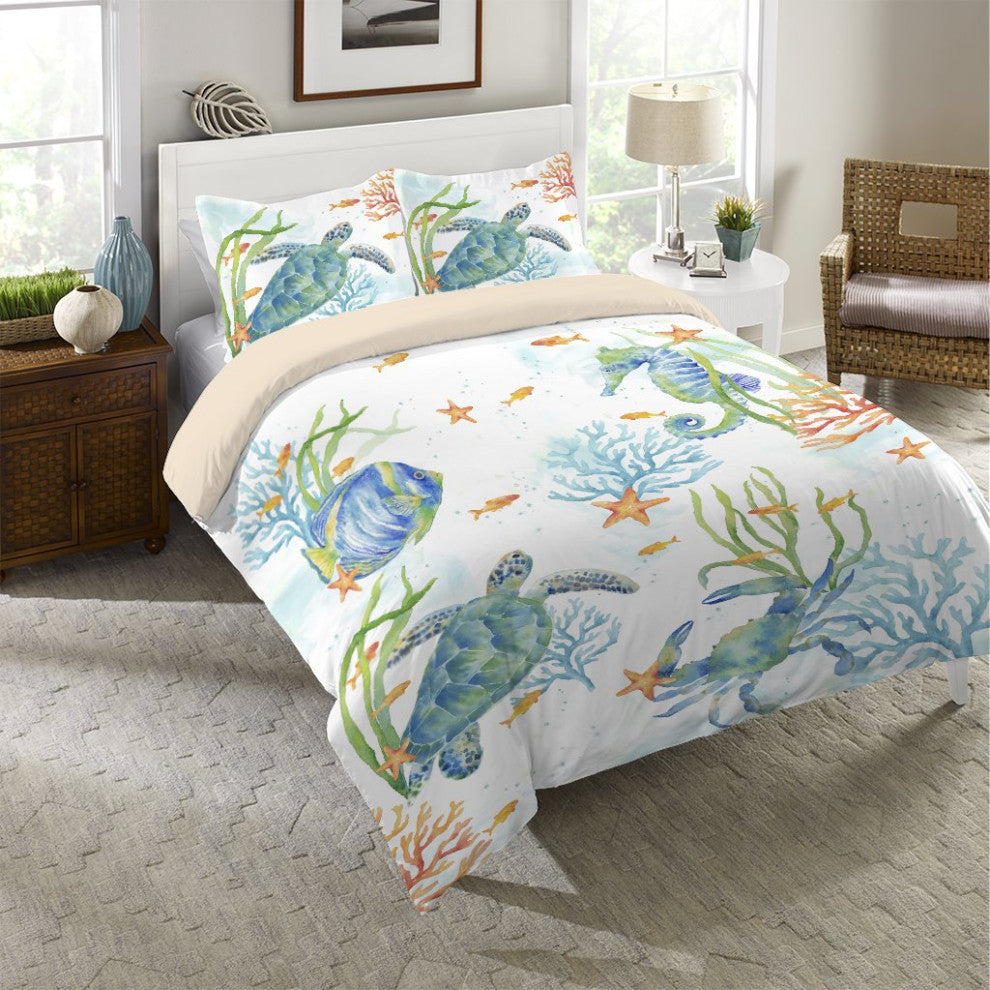 Laural Home Sea Life Serenade King Duvet Cover