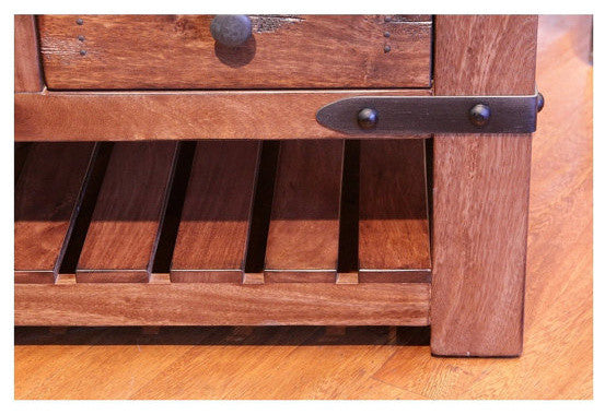 Granville Parota Rustic Solid Wood Coffee Tabe With 6 Drawers