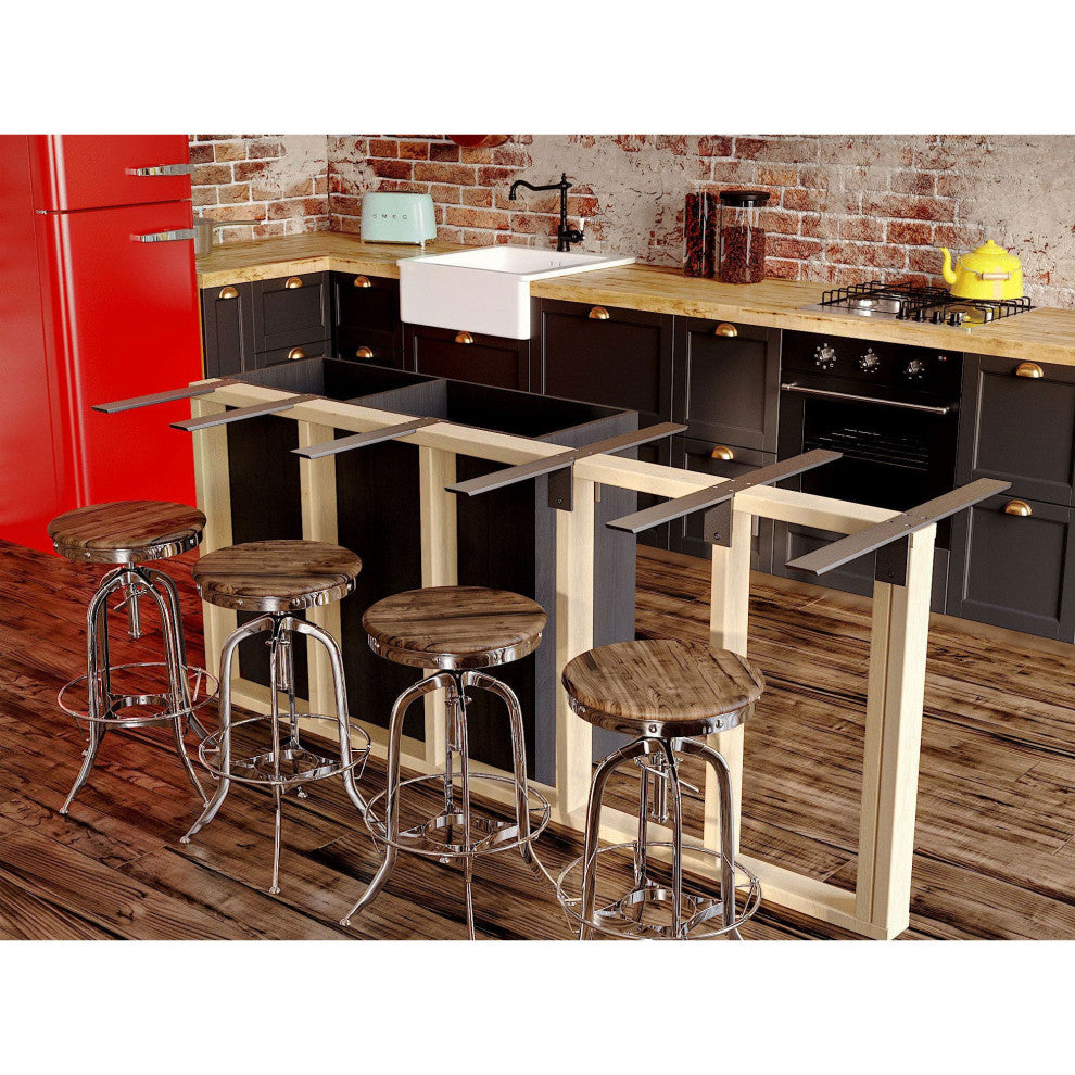 Hidden Center Mount Countertop Bracket - Double-Sided Knee Wall Support 32" | Fi