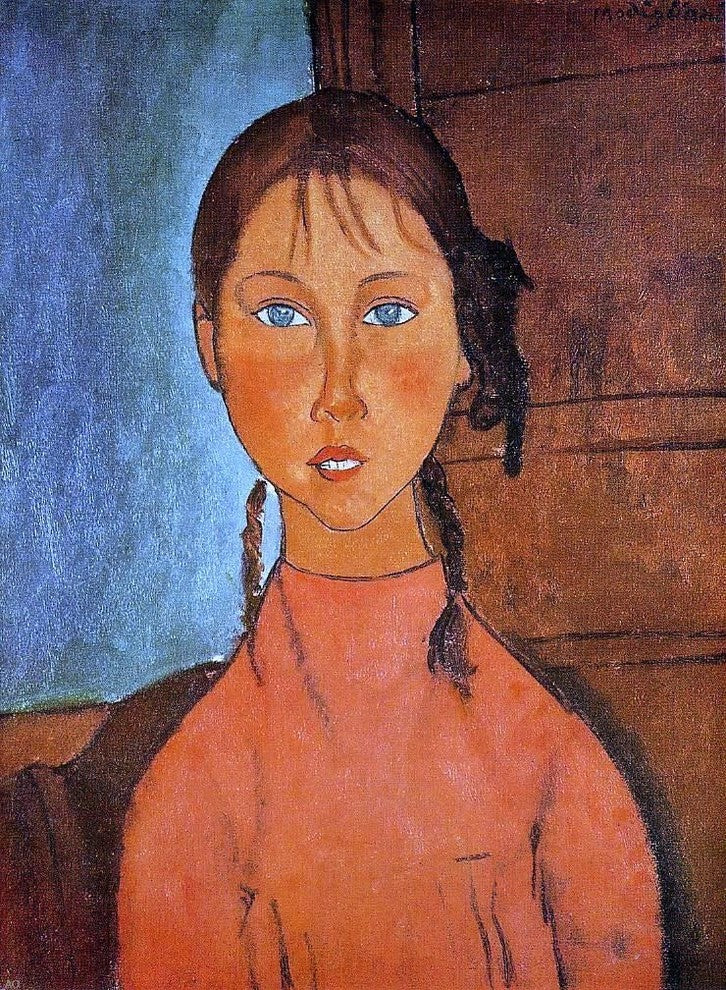 Amedeo Modigliani Girl With Pigtails, 21"x28" Wall Decal Print