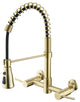 Wall Mounted Bridge Kitchen Faucet With 3 Function Sprayer And Spring Spout, Bru