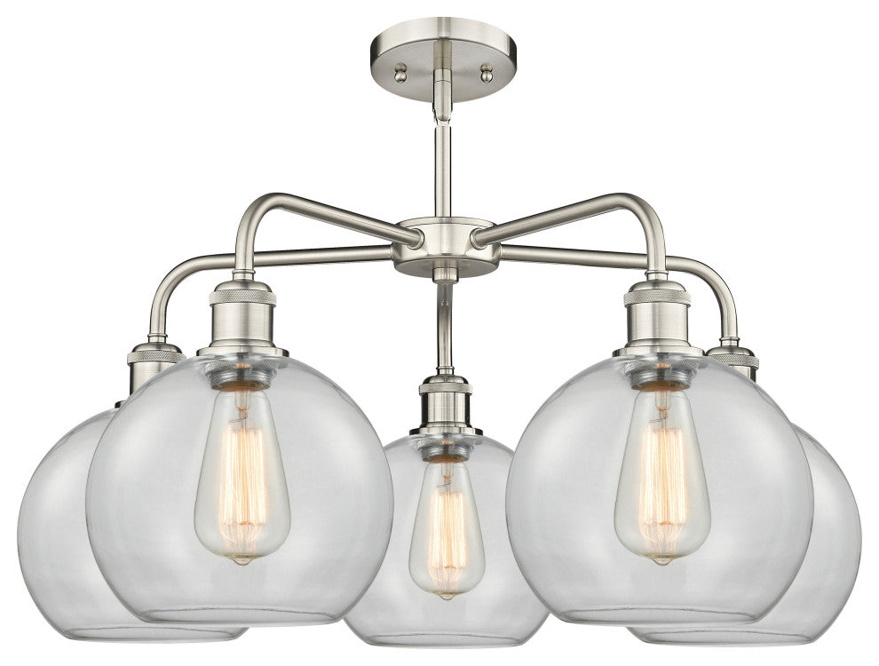 Athens 5-Light 26" Stem Chandelier, Satin Nickel, Clear
