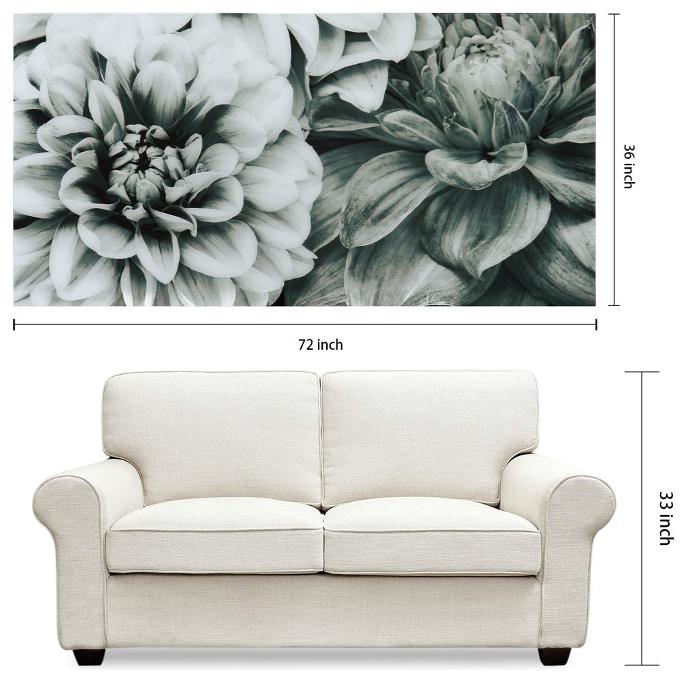 "Blossoms" Flower Wall Art Frameless Free Floating Tempered Glass