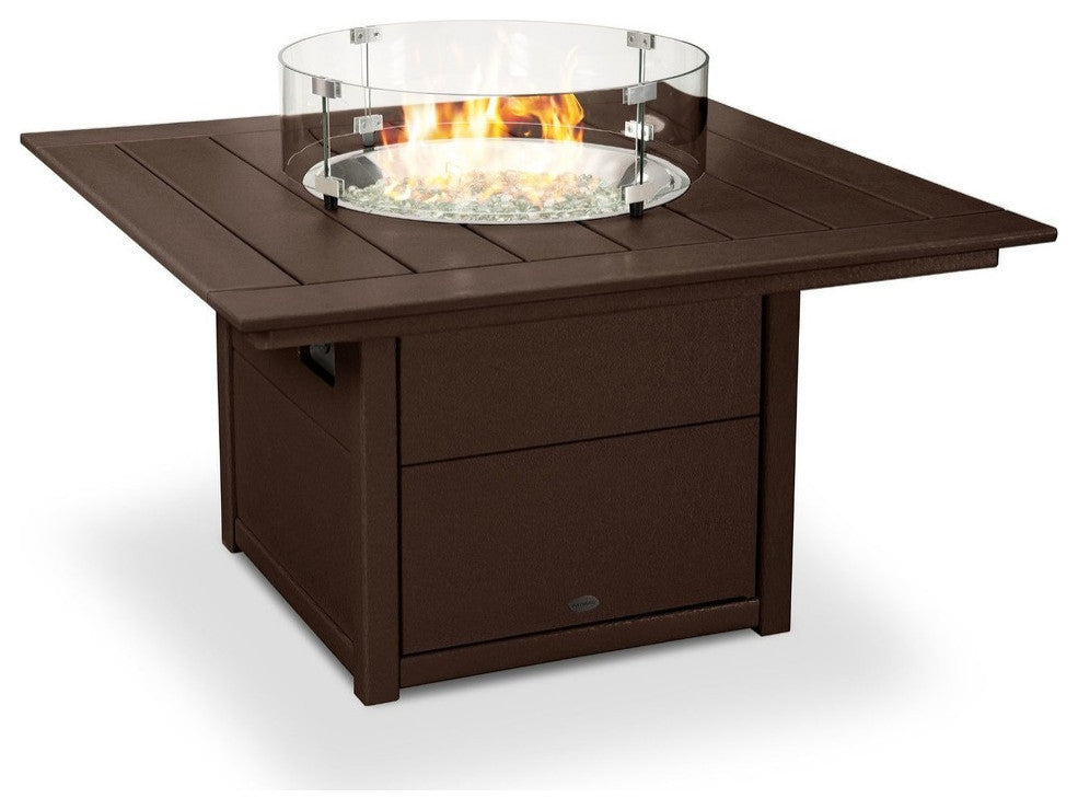 Polywood Square 42" Fire Pit Table, Mahogany