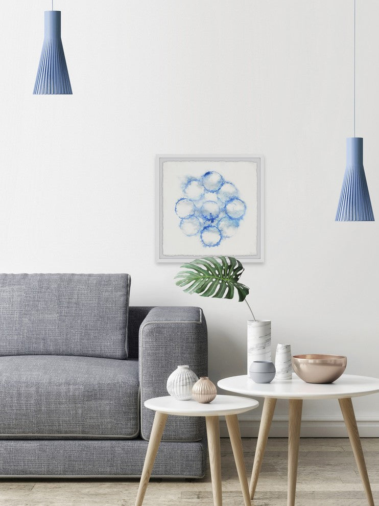 "Blue Fire Rings" Framed Painting Print, 12"x12"