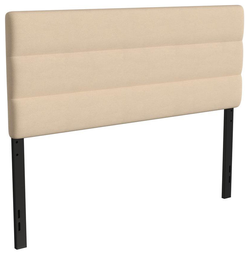 Paxton Stitched Upholstered Adjustable Height Headboard, Cream, Queen