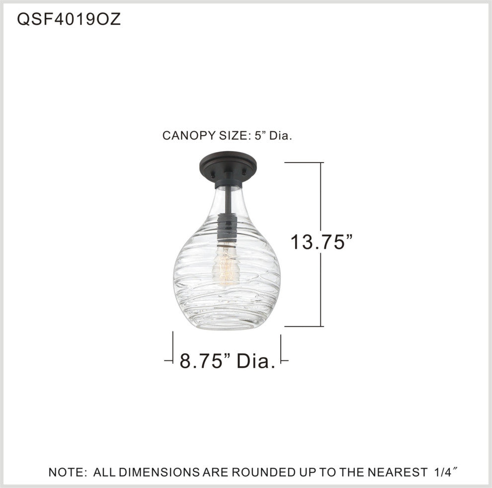 Quoizel QSF4019 Genie 9"W Semi-Flush Ceiling Fixture - Old Bronze