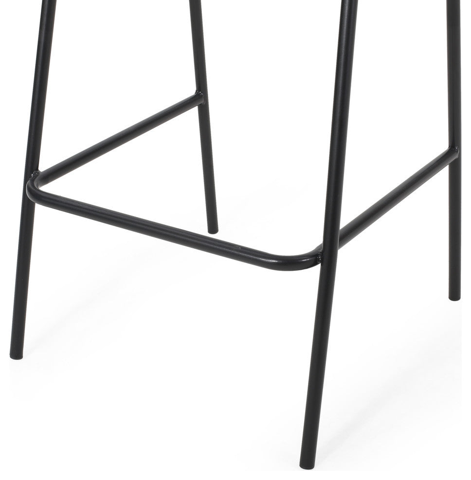 Linda Modern Iron Barstool, Set of 2, Matte Black